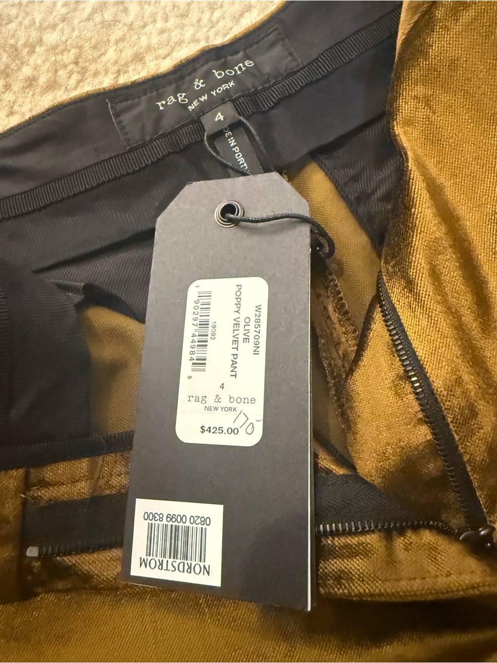 rag & bone Poppy Velvet woman Pants in mustard yellow color
